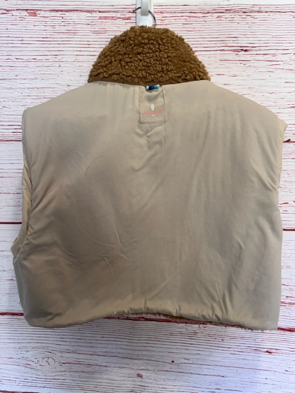 Free People Movement Highline Reversible Sherpa Vest in Almond Oil Combo Sz XS